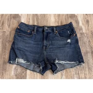 Levis Denim Shorts Women's Size 31 Dark Wash High Rise Distressed 3"